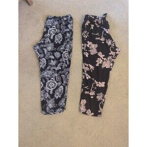 Bundle 2 Gloria Vanderbilt Women's XL Pull On Floral Leg Soft Pants Comfort